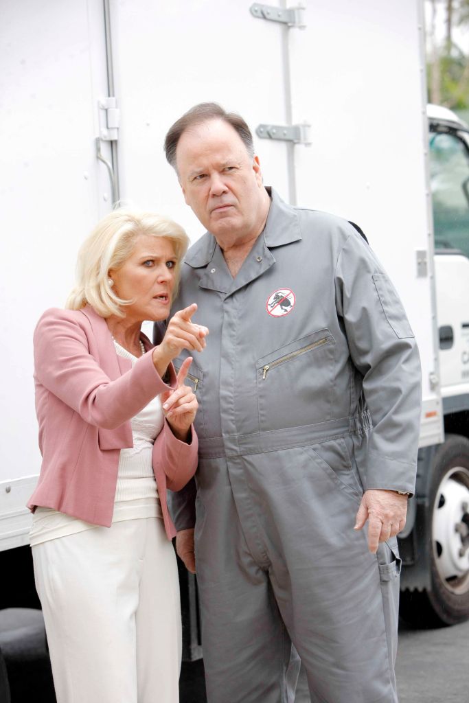 Alley Mills and Dennis Haskins on set of Bold and the Beautiful