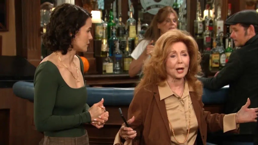 Sarah and maggie at the Brady Pub on Days of Our Lives