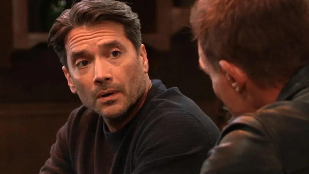 dante talking with Jason at the brown dog on general hospital