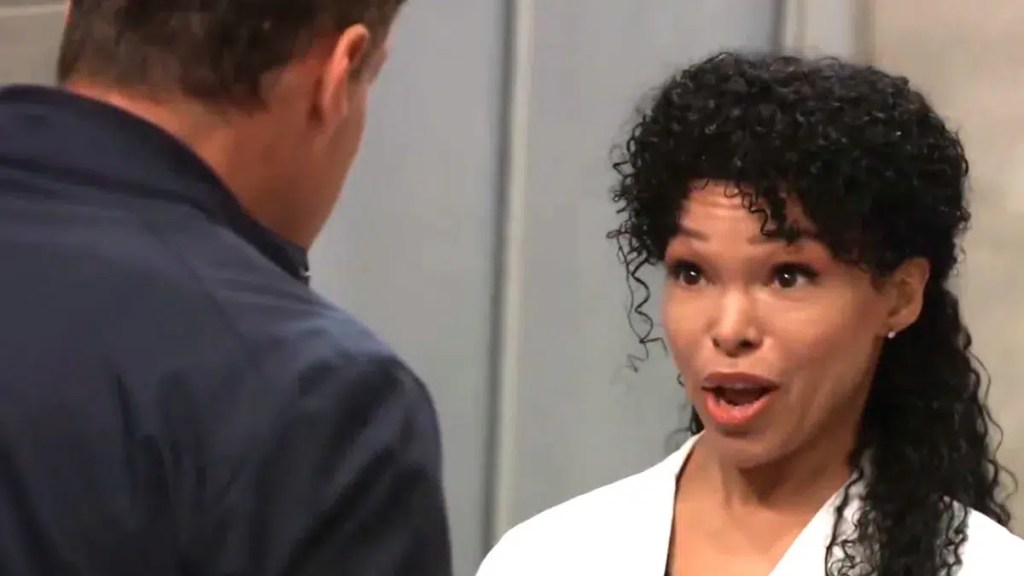 Portia talking with Drew on general hospital