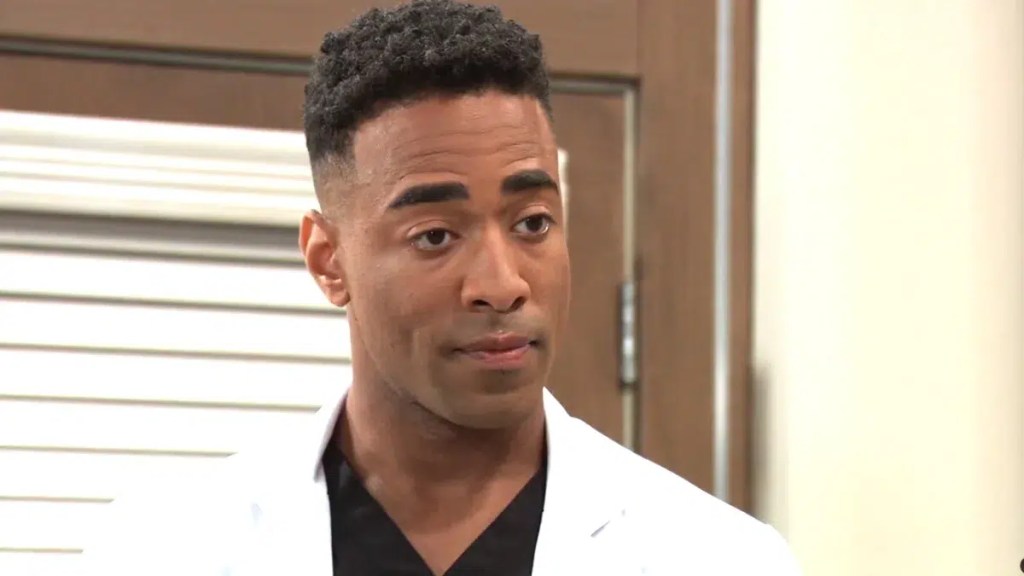 isaiah checks in with a patient on general hospital